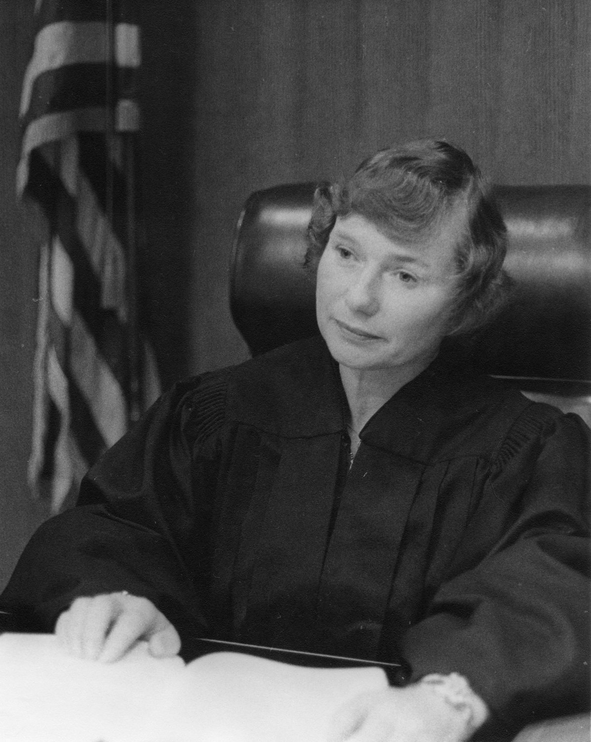 In this photo, circa 1980, Judge Carol Fuller is shown on the Superior Court Bench.